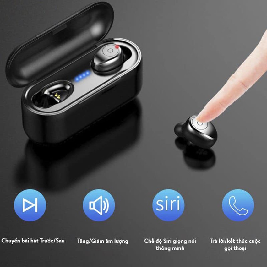 Tai Nghe Bluetooth Kiêm Sạc Dự Phòng F9, Tai Nghe Không Dây nhét tai âm thanh chất, pin siêu khủng, Thể thao chống nước