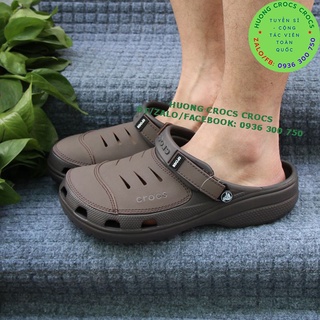DÉP SỤC CROCS YUKON SPORT CLOG CHO NAM MÀU NÂU, chuẩn xịn, full box