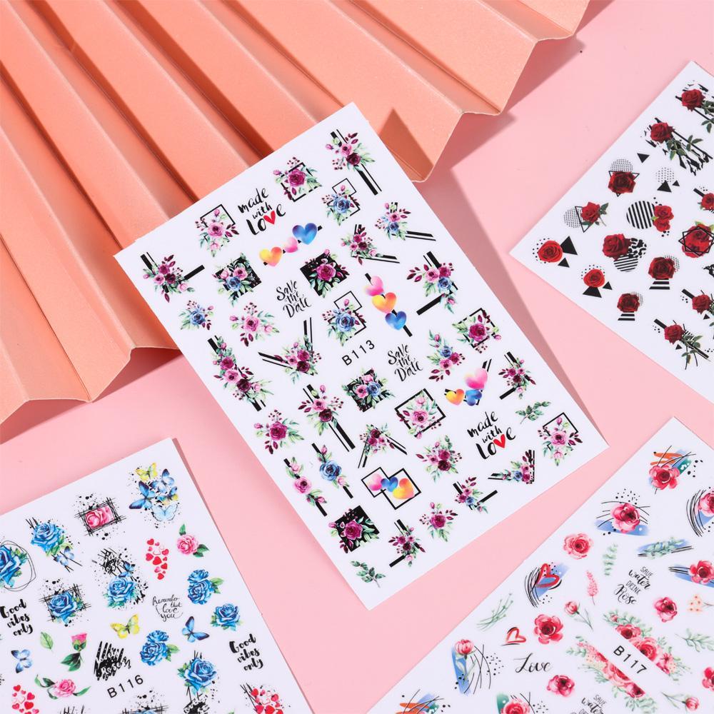 Sticker Dán Móng Họa Tiết Hoa Hồng Chống Nước