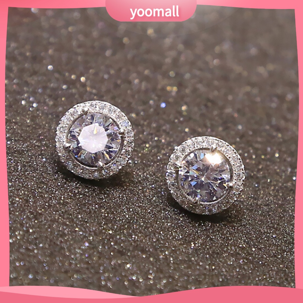 Khuyên tai nữ mạ bạch kim đính đá lấp lánh thanh lịch thời trang