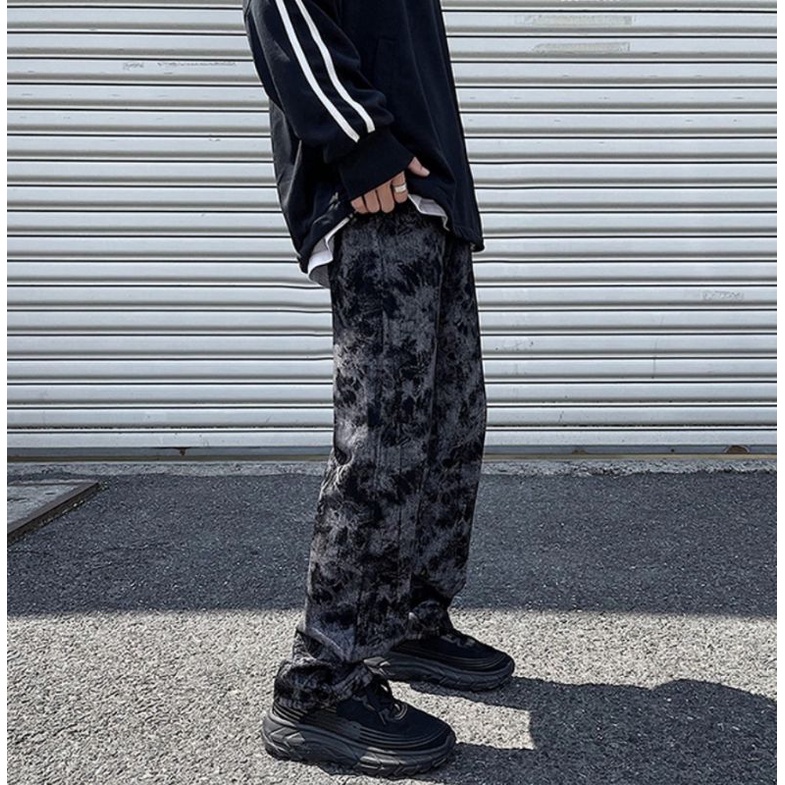 Quần jeans loang khói đen dày xịn siêu đỉnh nam nữ ulzzang unisex - ẢNH THẬT