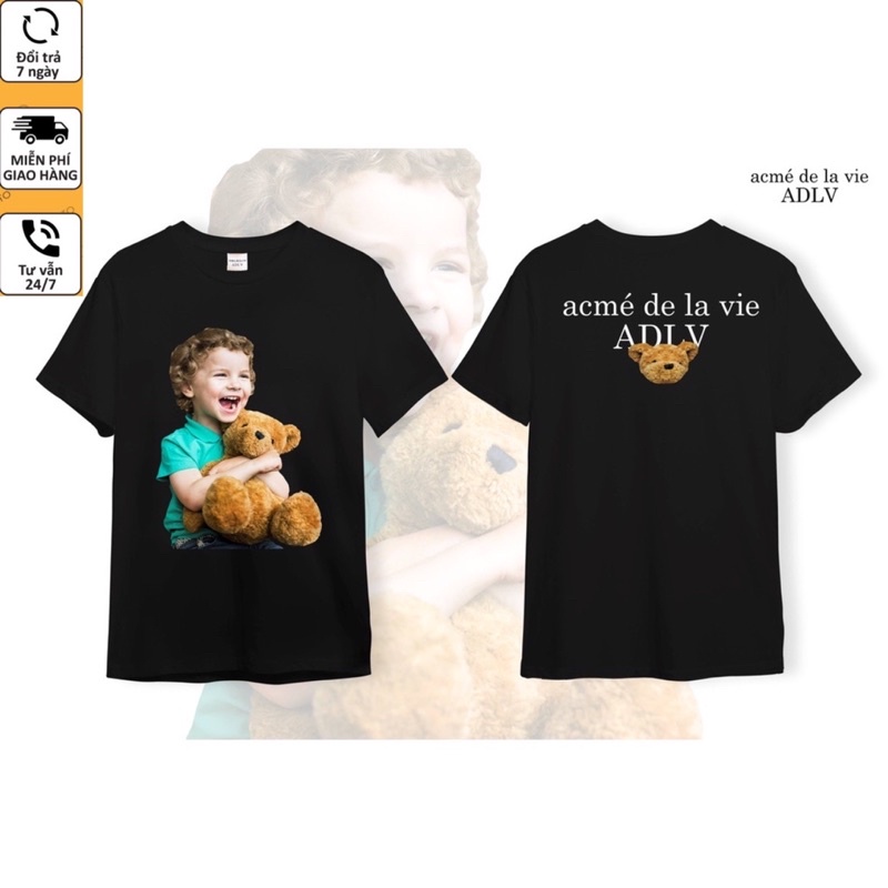[Ảnh thật&amp; video] Áo thun ADLV in hình bé ôm gấu chất liệu cotton cao cấp