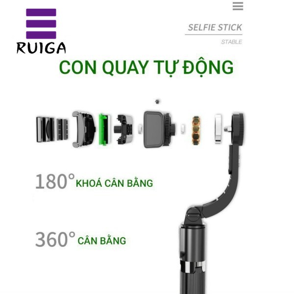 Tay Cầm Chống Rung Điện Tử Gimbal Q08 - Bluetooth - Chân Đỡ Tự Đứng - Kéo Dài Tới 86cm