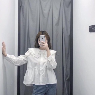 Áo cổ bèo/ Áo peplum cổ bèo/ Áo trắng kiểu