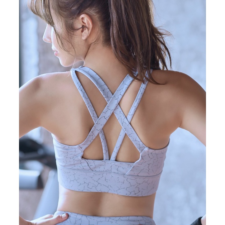 Set bộ đồ tập gym yoga nữ vân đá áo bra quần dài kèm mút hàng quảng châu cao cấp Bin Sport BD119