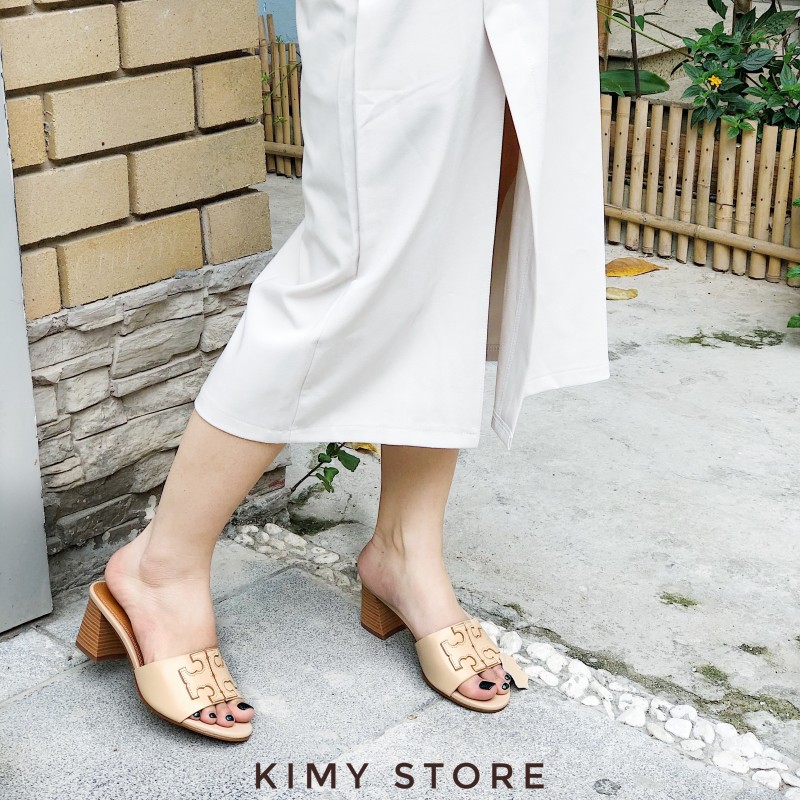 Dép cao gót nữ, guốc cao 5 phân da thật hàng xuất khẩu - Kimy Store