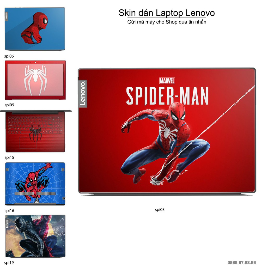 Skin dán Laptop Lenovo in hình người nhện Spiderman (inbox mã máy cho Shop)