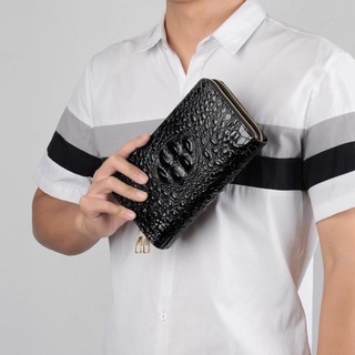 SẴN  [ DA THẬT 100%] Ví nam cầm tay da cá xấu cao cấp bảo hảnh 12 tháng