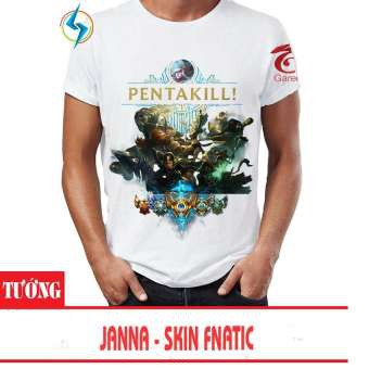 Áo thun Liên Minh Huyền Thoại 3D Tướng Janna Skin Fnatic PentaKill (Trắng)