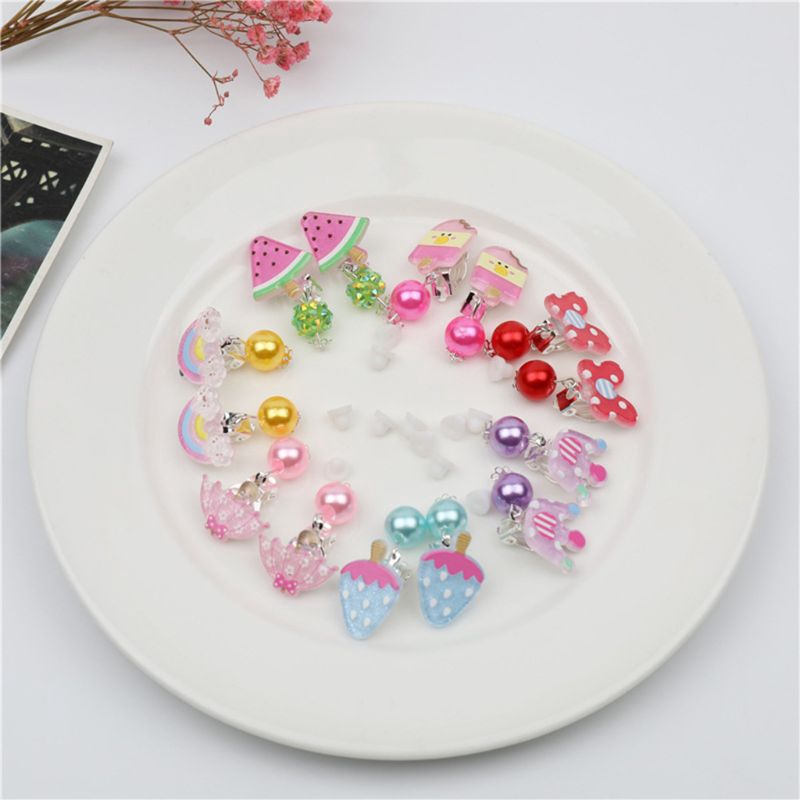 Set 7 Đôi Khuyên Tai Không Gây Dị Ứng Cho Bé Gái