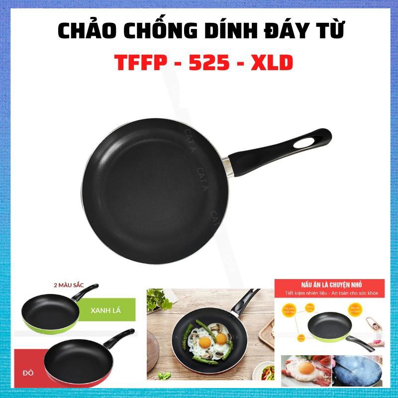 CHẢO CHỐNG DÍNH HỢP KIM NHÔM CÁT Á - ĐÁY TỪ - Có nắp kính - Độ bền cao- Tay cầm đen[TFFP-525-24-XLD]