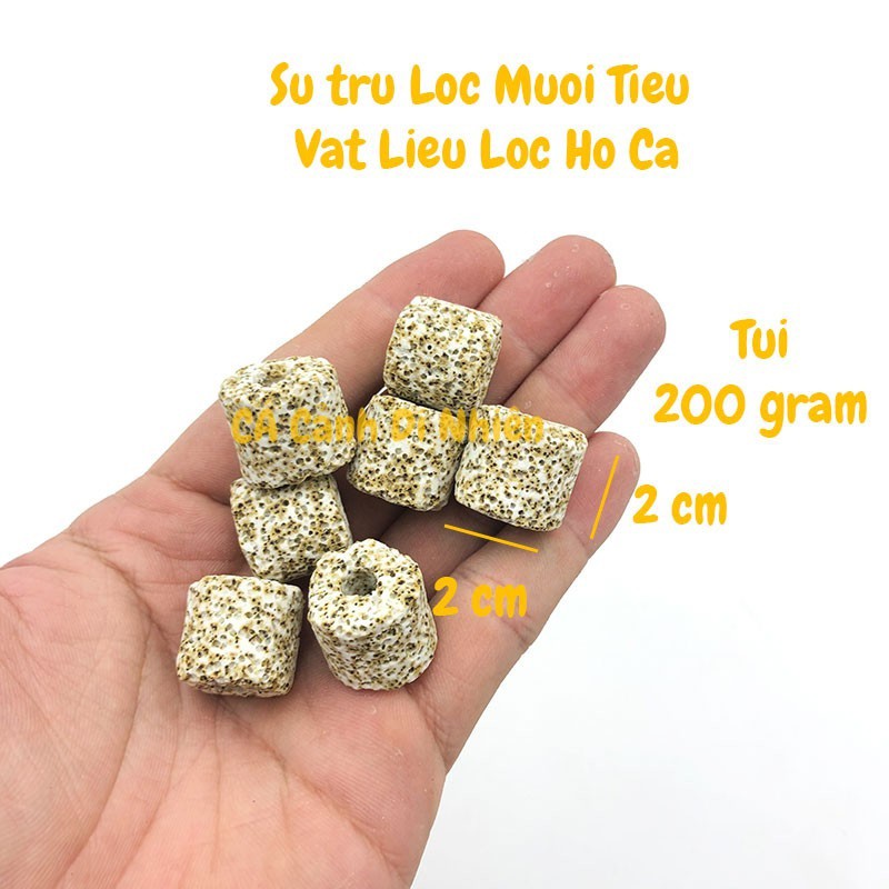 Sứ lọc Muối Tiêu mè đen 200 gram vật liệu lọc nước cho hồ cá