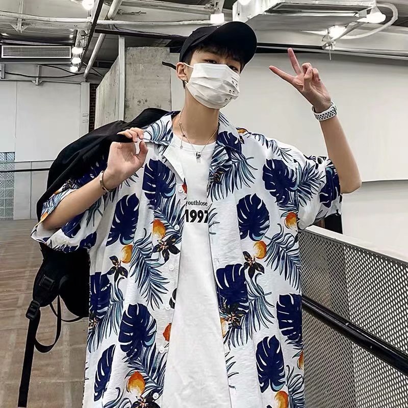 Áo Sơ Mi Tay Ngắn Thời Trang Đi Biển Phong Cách Hawaii Cá Tính Dành Cho Nam Size M-3Xl