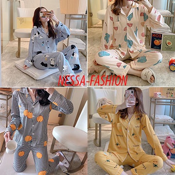 XẢ KHO 50K Bộ Đồ Ngủ Nữ Mặc Nhà Vải Co Giãn 4 Chiều - Quần Áo Dài Tay Váy Ở Nhà Xuân Thu Đông Hè Dễ Thương