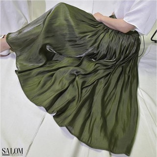 Chân váy Organza Xanh rêu đậm