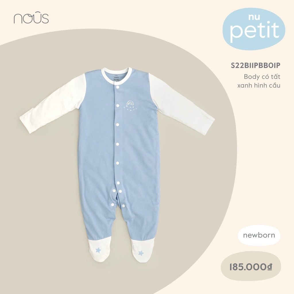 Bộ bodysuit liền tất kẻ petit nous