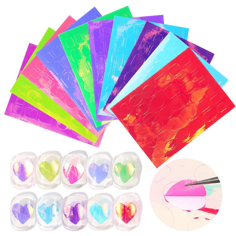 Giấy Bóng Kính Cellophane Cực Quang Nhiều Màu Tự Dính Trang Trí Móng Tay Cho Nữ