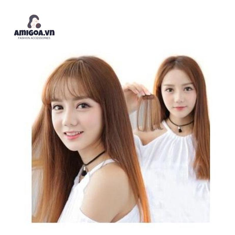 Bộ Tóc Giả Ngắn Mỏng Tự Nhiên Có Mái Dành Cho Nữ