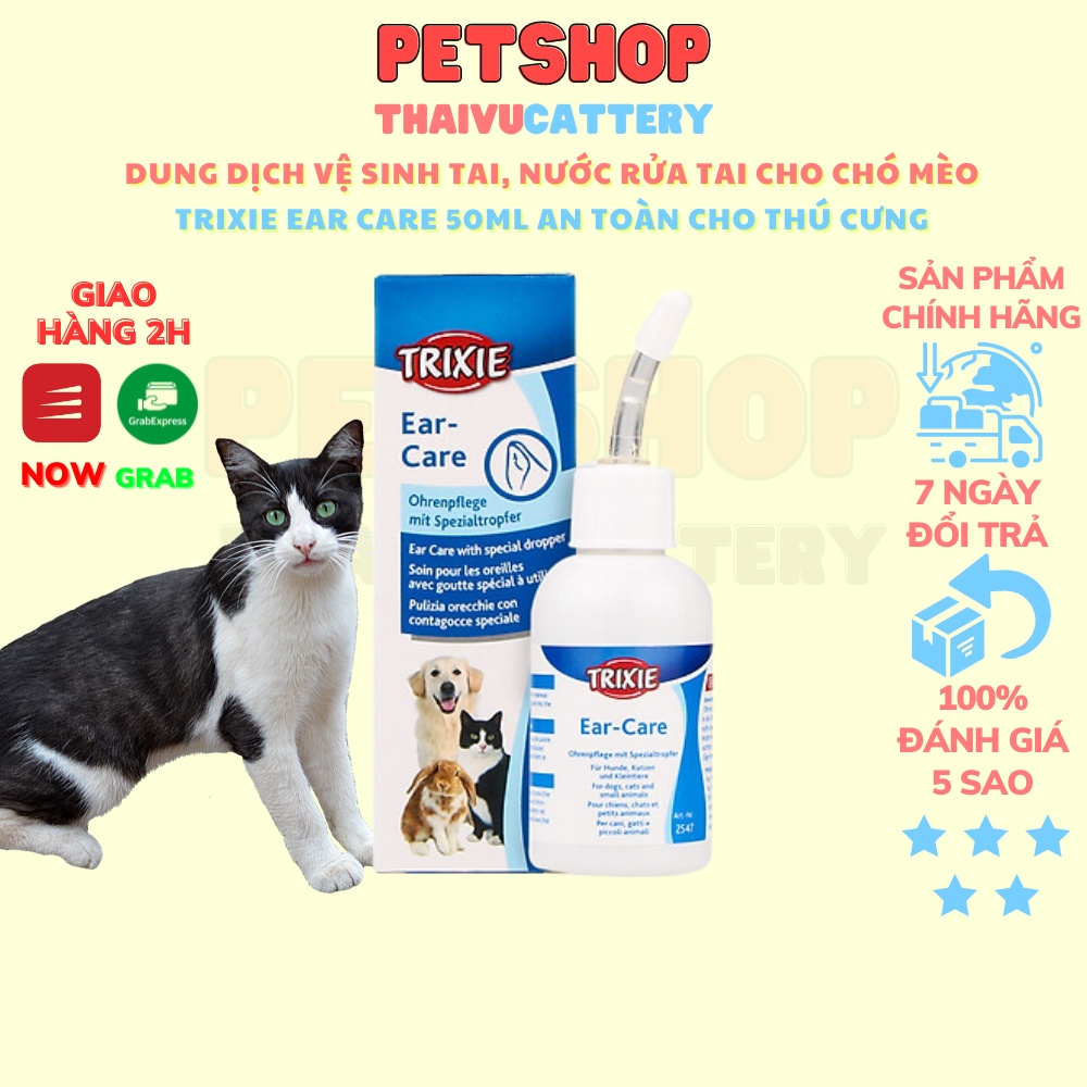 Dung Dịch Vệ Sinh Tai, Nước Rửa Tai Cho Chó Mèo TRIXIE Ear Care 50ML