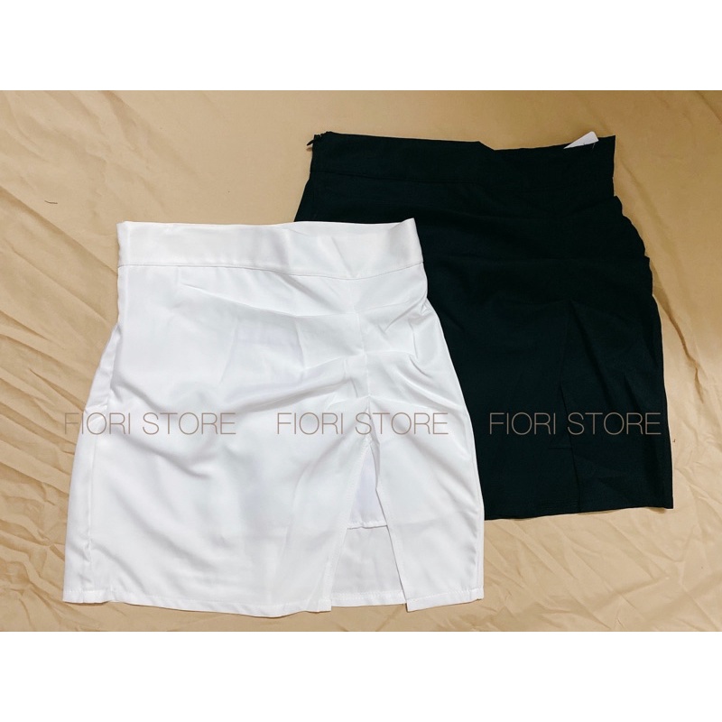 Chân váy nhún xẻ tà xếp ly 1 bên lưng cao thanh lịch công sở, dáng chữ a dễ mix đồ 020 FIORI STORE