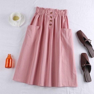 Chân váy Linen cúc gỗ
