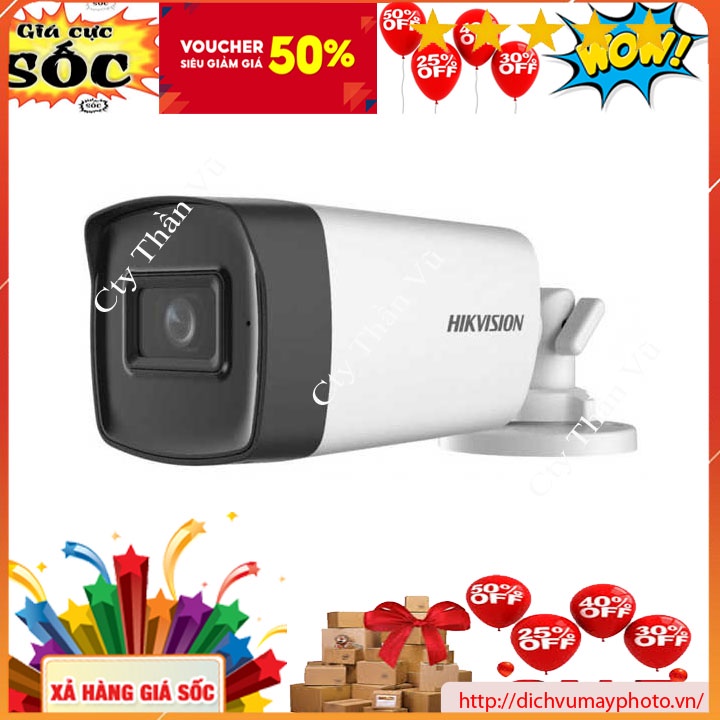 Camera ghi hình TVI Hik Độ Phân Giải 5MP Thân To có hồng ngoại 40m mã DS-2CE17H0T-IT3F