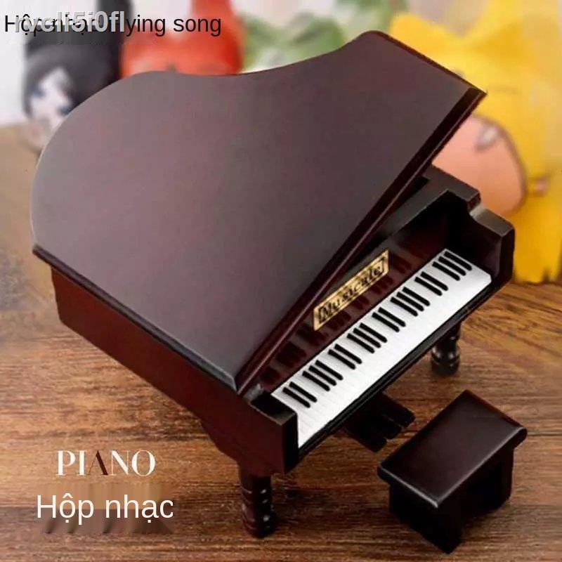 ☂ ◐ ∋♛Hộp âm nhạc piano chữ mới gỗ bầu trời thành phố món quà sinh nhật sáng tạo cho bé trai và gái