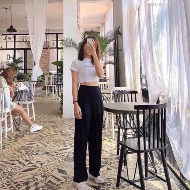 Quần culottes cạp cao dáng xuông ống rộng chất tuyết mưa không xù Friday | BigBuy360 - bigbuy360.vn