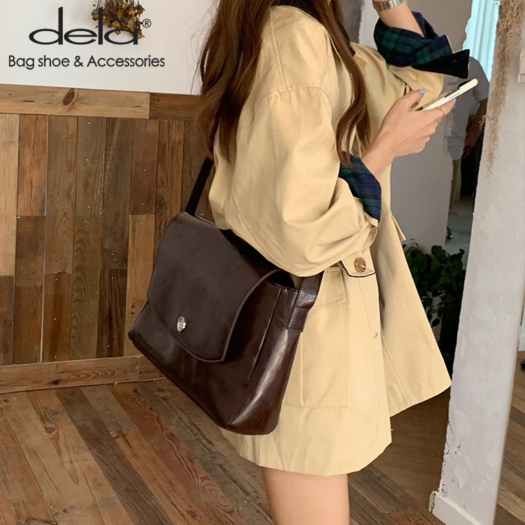 Dela Túi Đeo Chéo Cỡ Lớn Phong Cách Hàn Quốc Mới