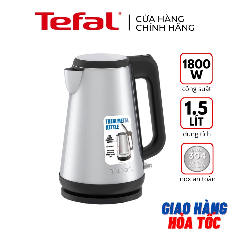Ấm đun siêu tốc vỏ inox có lưới lọc cặn Tefal KI810D30 1.5L 1800W - Hàng chính hãng
