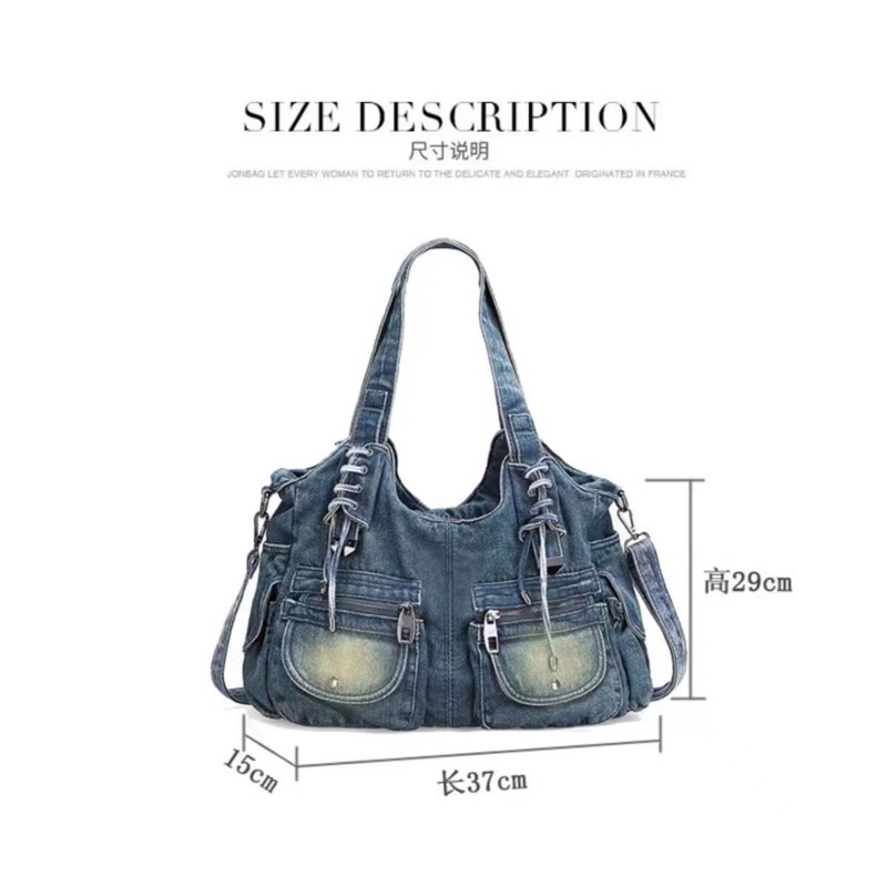 Túi đeo xách denim jean thiết kế cực chiến phong cách Y2K Gothic Footmade