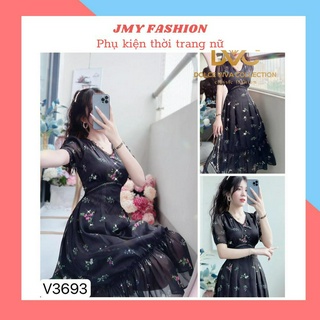 V3385, V3693 Váy đen xòe hoa nhí nữ tính [(Dolce Viva Colection-DVC)] váy đầm tiểu thư dáng dài thiết kế sang chảnh