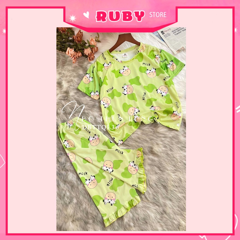 Đồ bộ nữ mặc nhà Free Size mẫu hoạt hình dễ thương, chất thun mềm mịn mát ❤ Rubystorevn