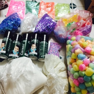 Combo 613k xốp bỏng ngô borax mỹ bột guargum kem cạo râu careen kim tuyến giấy pompom cốm unicorn