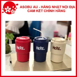 Cốc nhựa cách nhiệt take away có lỗ cắm ống hút nội địa Nhật Bản