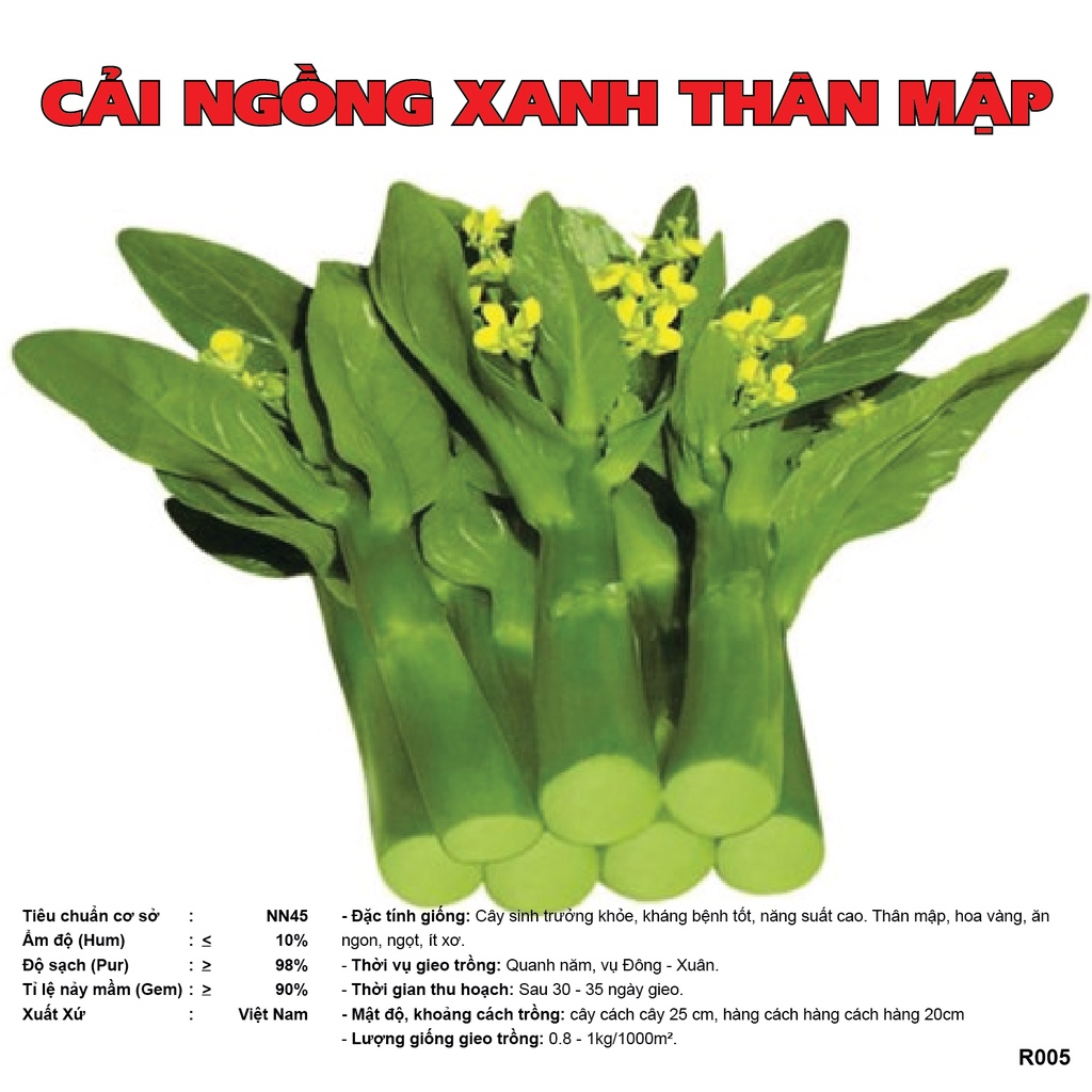 Hạt Giống Rau Các Loại Theo Mùa Cây Khoẻ Mạnh Hạt Nẩy Mầm Tốt Trọng Lượng Từ 5 Gram - 50 Gram