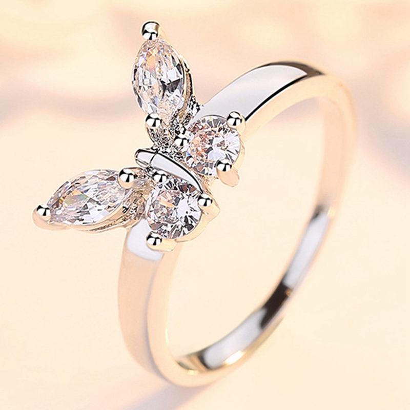 Nhẫn Bạc 925 Đính Đá Sapphire Trắng Sz 5-10
