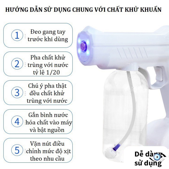 Máy phun khử khuẩn TIA UV dạng máy xịt khử khuẩn nano phun sương không dây với bình chứa 800ml