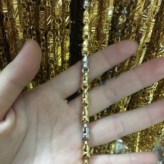 Dây chuyền nam hạt lúa 2 màu sang giàu