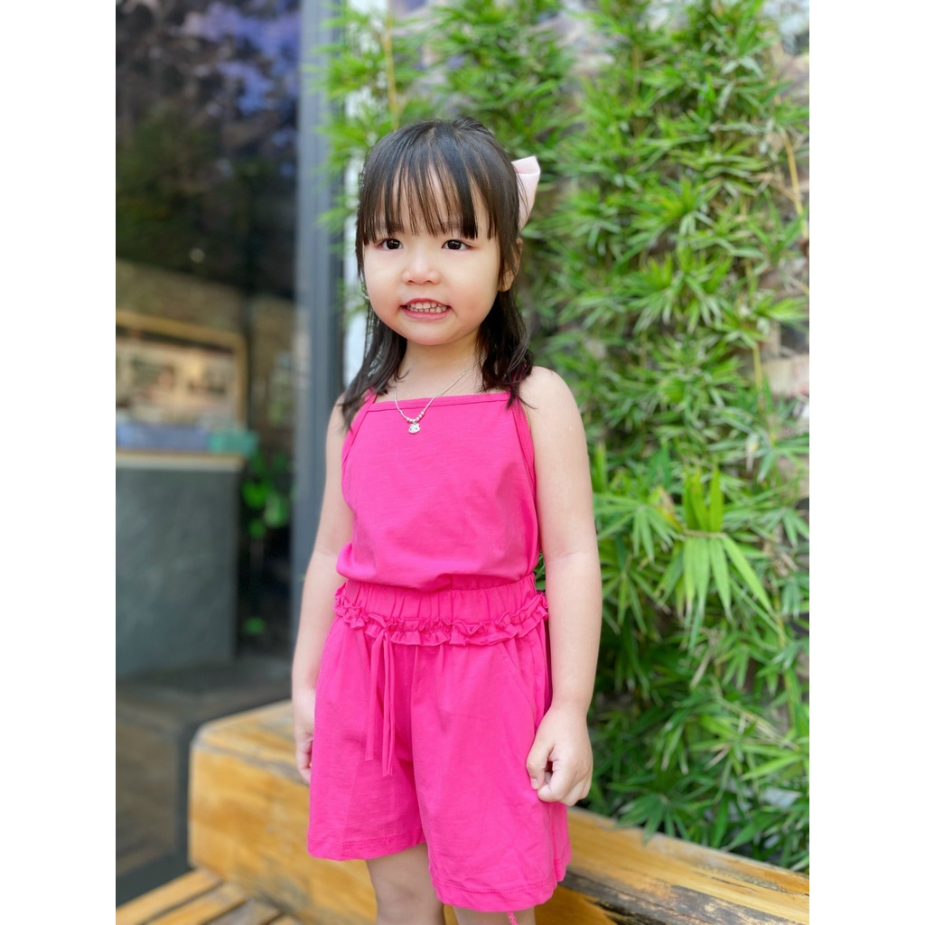 Bộ 2 Dây Cotton Xước Mềm Mại Bèo Viền Quần Dễ Thương Sofiacandy Sang Xịn Mịn Shushibaby