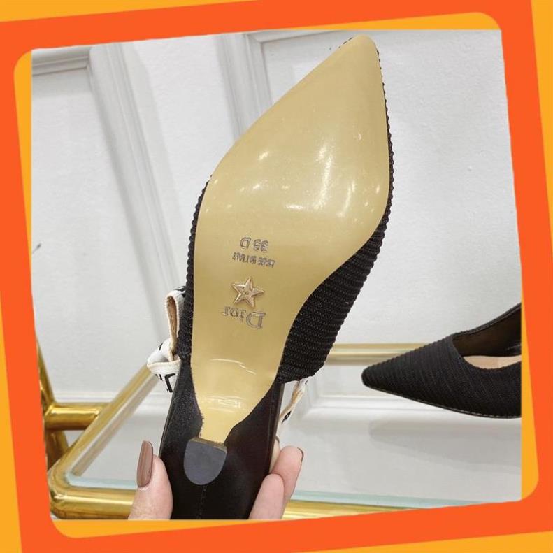 Giày cao gót, Guốc dior gân 6p quai chữ fullbox, bill, túi giấy sz 35-38 quai chữ điệu 😊