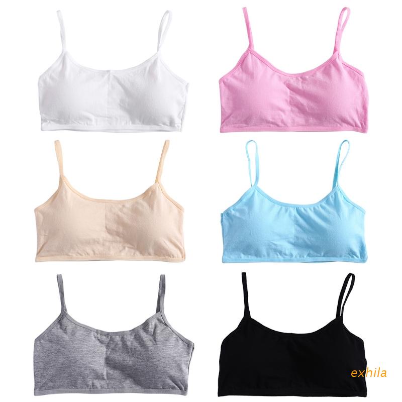 Áo Ngực Cotton Mềm Màu Trơn Thoáng Khí Cho Bé Gái