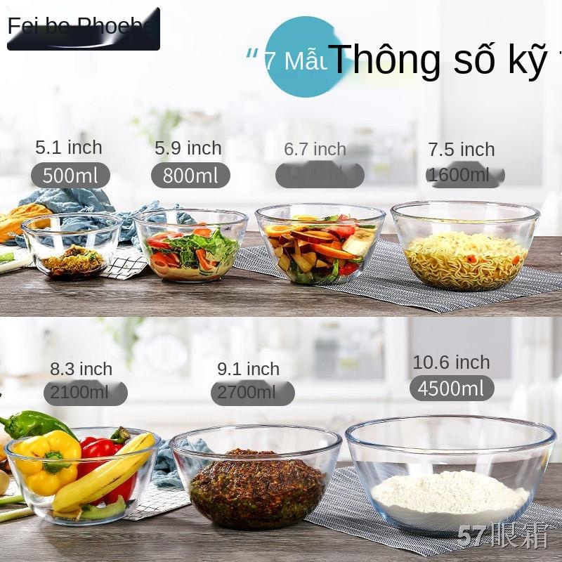 Tô thủy tinh trong suốt gia dụng lò vi sóng lớn chịu nhiệt độ cao salad mì nhào mì trứng đánh trứng nướng và chậu