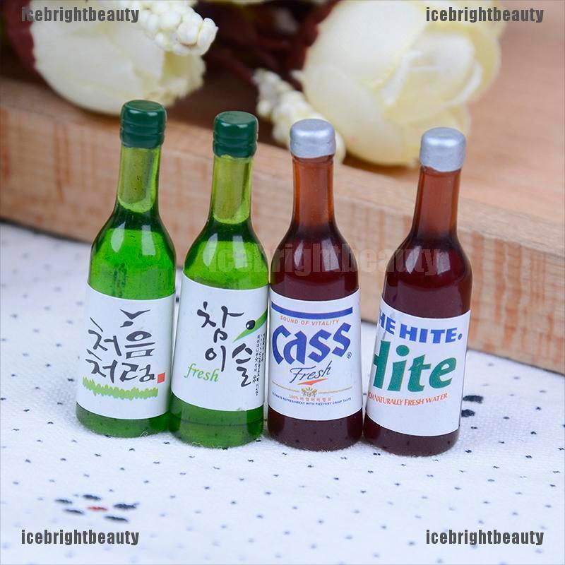 ICEB 4Pcs 1:12 Dollhouse mini wine bottles miniature drinking doll house decor