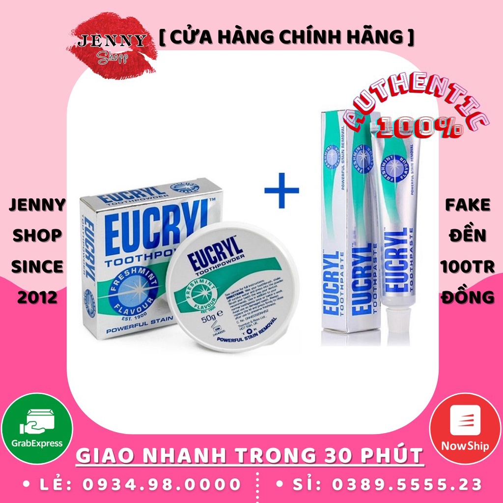 Combo Kem Đánh Răng Eucryl &amp; Bột Trắng Răng Eurcyl