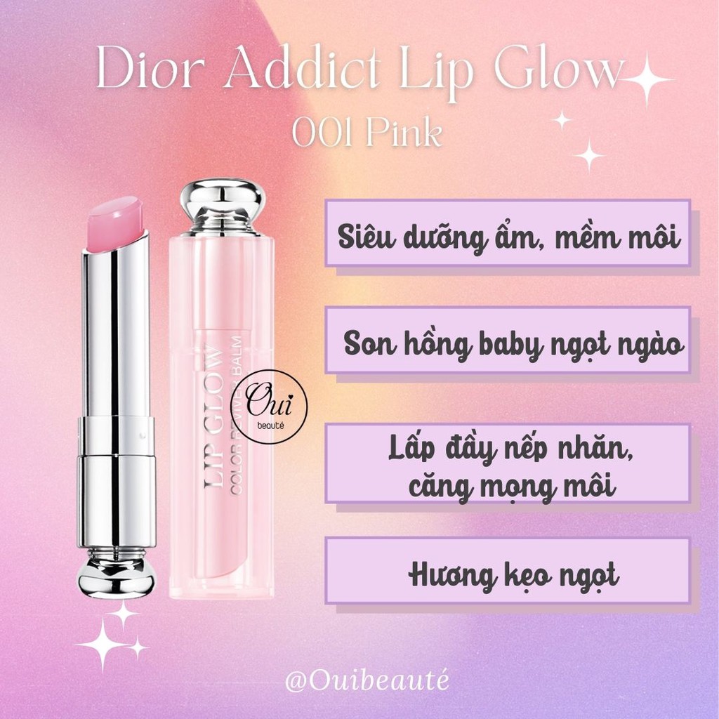 Son dưỡng Dior Addict Lip Glow 001 Pink Fullsize, son dưỡng cao cấp có màu 3,5g Ouibeaute