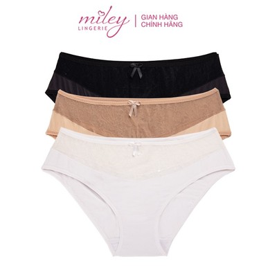 Combo 3 Quần Lót Nữ Thun Lạnh Miley Lingerie Cao Cấp Phối Ren Ép Bông ACTIVE FMM34