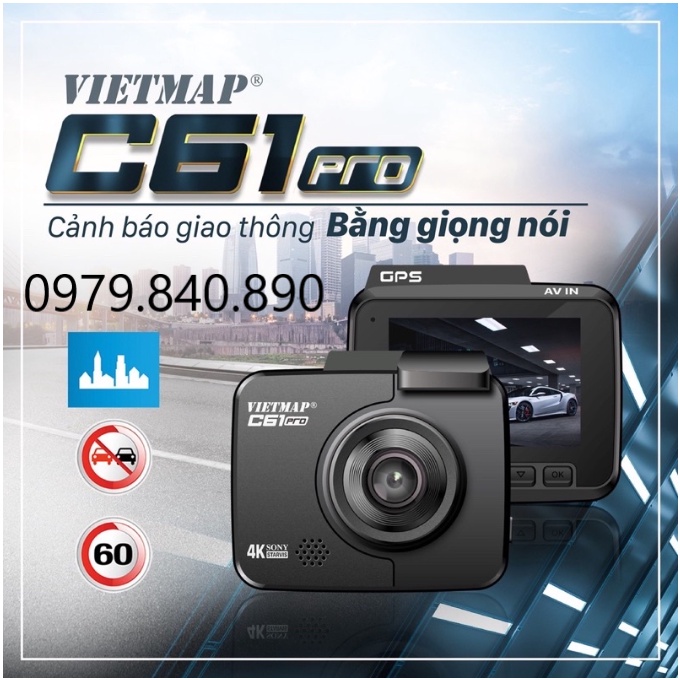 VIETMAP C61 PRO 2022 - Camera hành trình có cảnh báo tốc độ