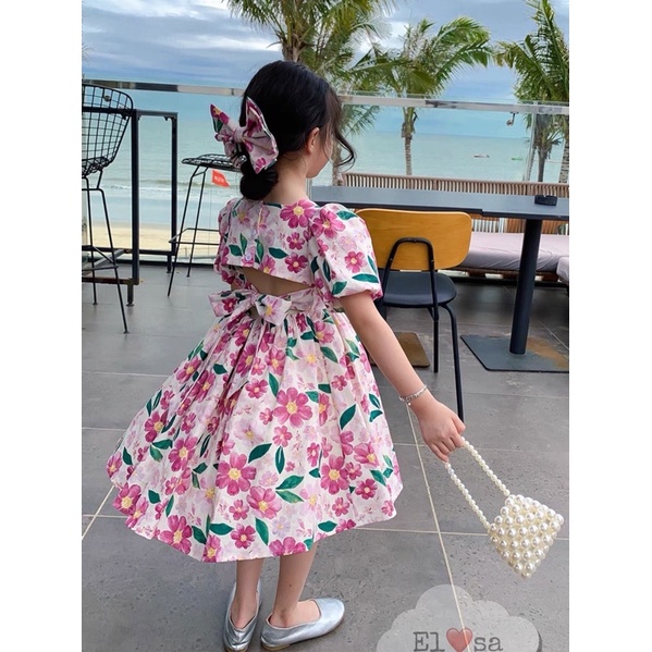 Váy đầm hoa giấy bánh bèo cho bé gái