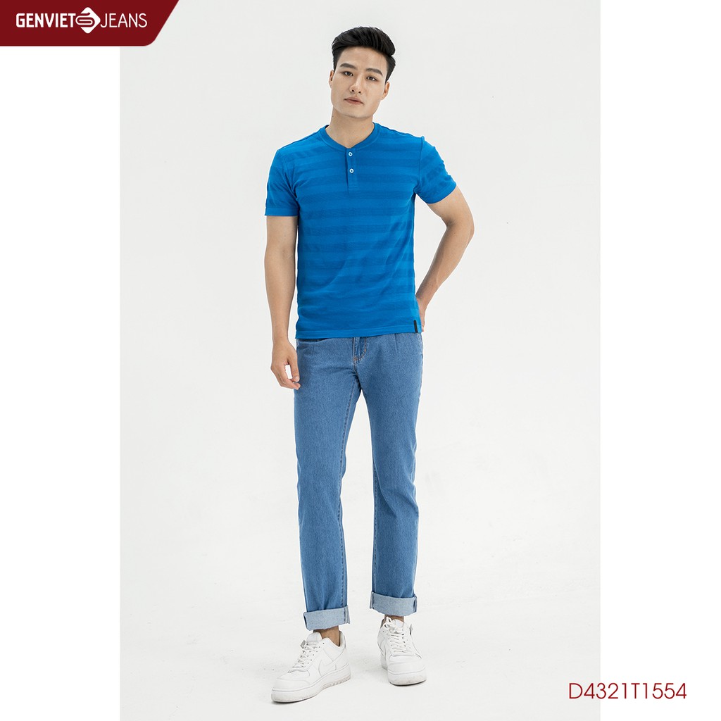 Áo Thun Nam Viền Kẻ Ngang D4321T1554 GENVIET